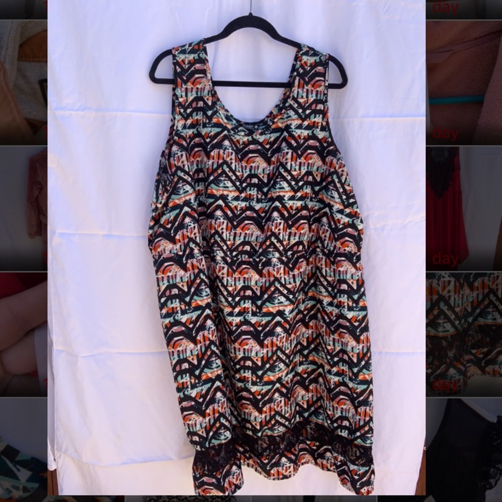 Indulge tank dress w/black lace bottom size 3x